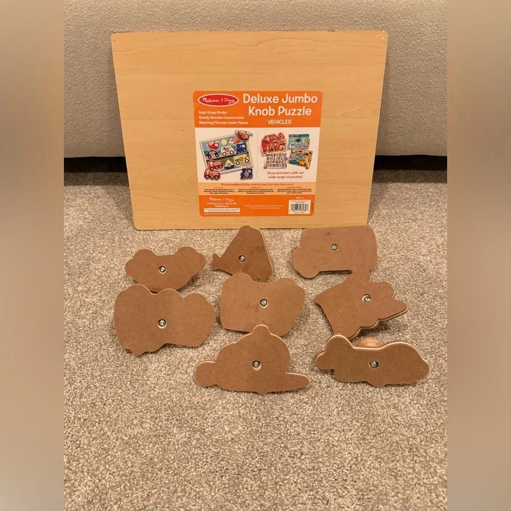 Melissa & Doug Wooden Deluxe Jumbo Knob Vehicles puzzle ages 1+